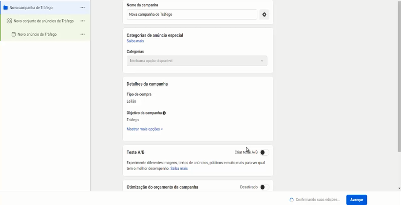 Nova campanha de tráfego