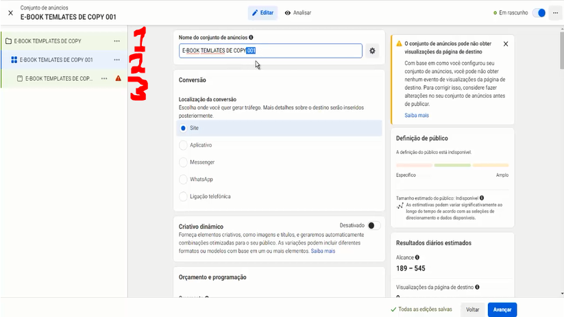 Campanha de anúncios
